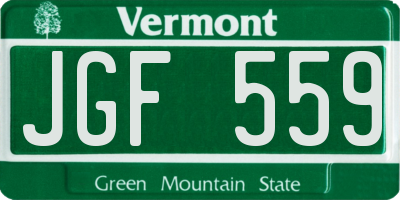 VT license plate JGF559