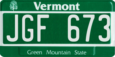 VT license plate JGF673