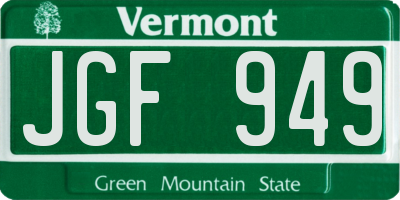 VT license plate JGF949