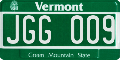 VT license plate JGG009