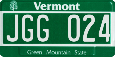VT license plate JGG024