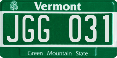 VT license plate JGG031