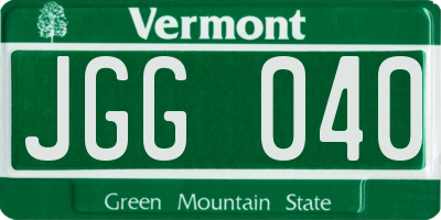 VT license plate JGG040