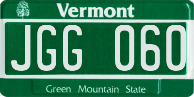 VT license plate JGG060