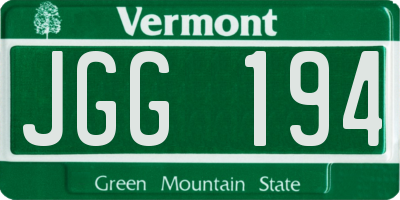 VT license plate JGG194