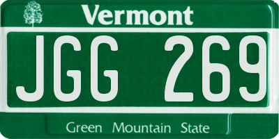 VT license plate JGG269