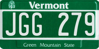 VT license plate JGG279