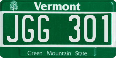 VT license plate JGG301