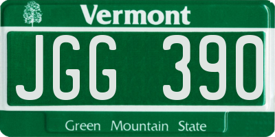 VT license plate JGG390
