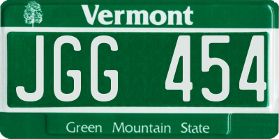 VT license plate JGG454
