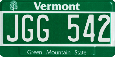 VT license plate JGG542