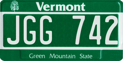VT license plate JGG742