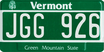 VT license plate JGG926