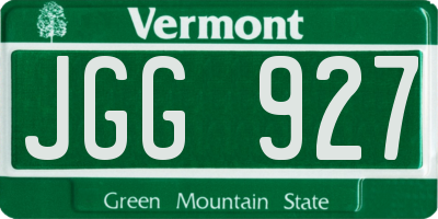 VT license plate JGG927