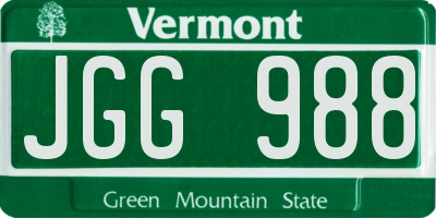 VT license plate JGG988