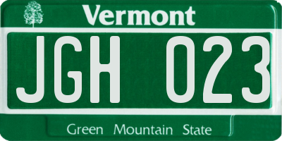 VT license plate JGH023
