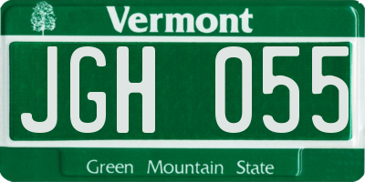 VT license plate JGH055
