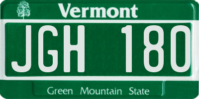 VT license plate JGH180