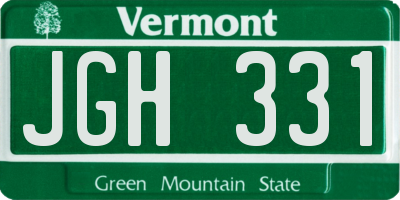 VT license plate JGH331