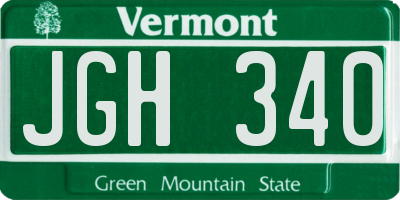 VT license plate JGH340