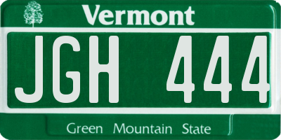 VT license plate JGH444