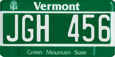 VT license plate JGH456