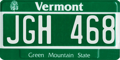 VT license plate JGH468