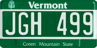 VT license plate JGH499