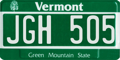 VT license plate JGH505