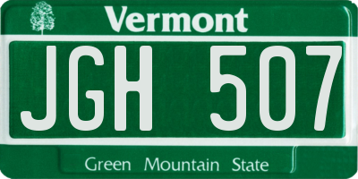 VT license plate JGH507
