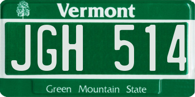 VT license plate JGH514
