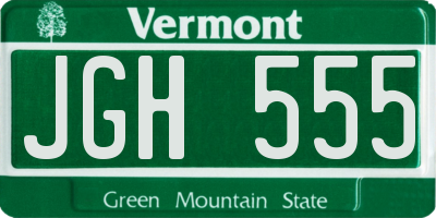 VT license plate JGH555