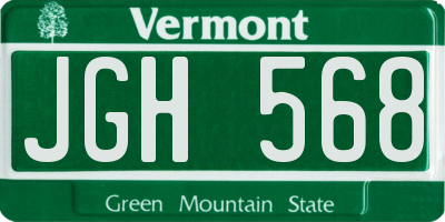 VT license plate JGH568