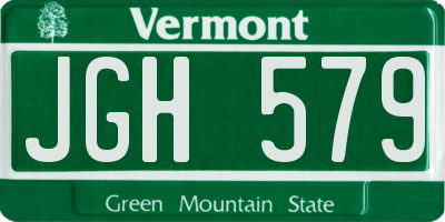 VT license plate JGH579