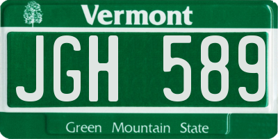 VT license plate JGH589