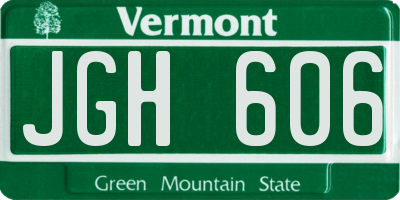 VT license plate JGH606