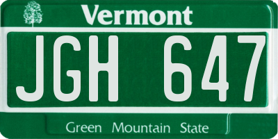 VT license plate JGH647