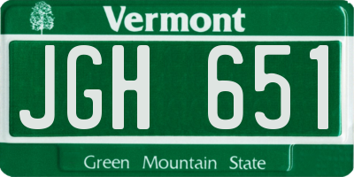 VT license plate JGH651