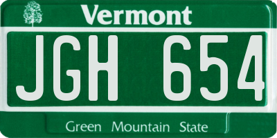 VT license plate JGH654