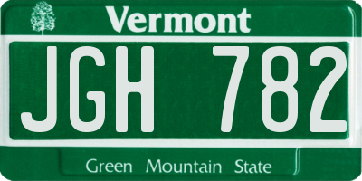VT license plate JGH782