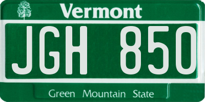 VT license plate JGH850
