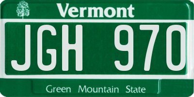 VT license plate JGH970