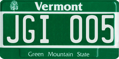 VT license plate JGI005