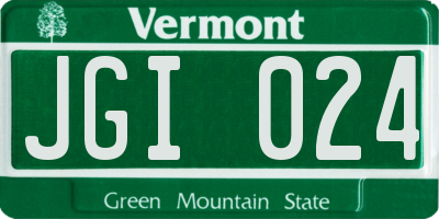 VT license plate JGI024
