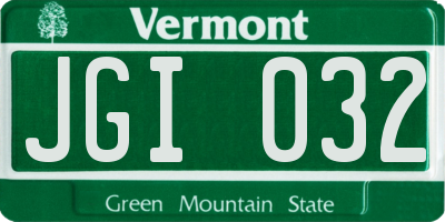 VT license plate JGI032