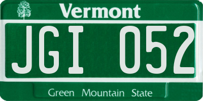 VT license plate JGI052