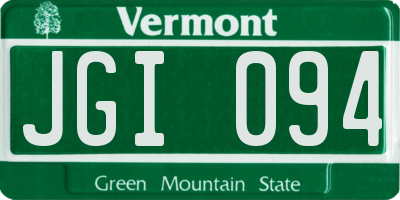 VT license plate JGI094