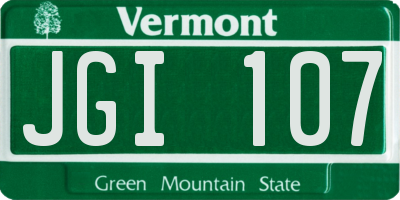 VT license plate JGI107