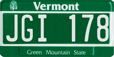 VT license plate JGI178