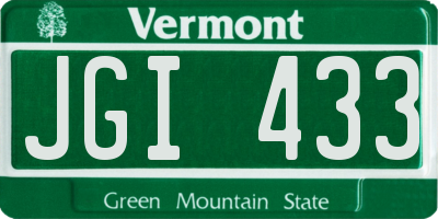 VT license plate JGI433
